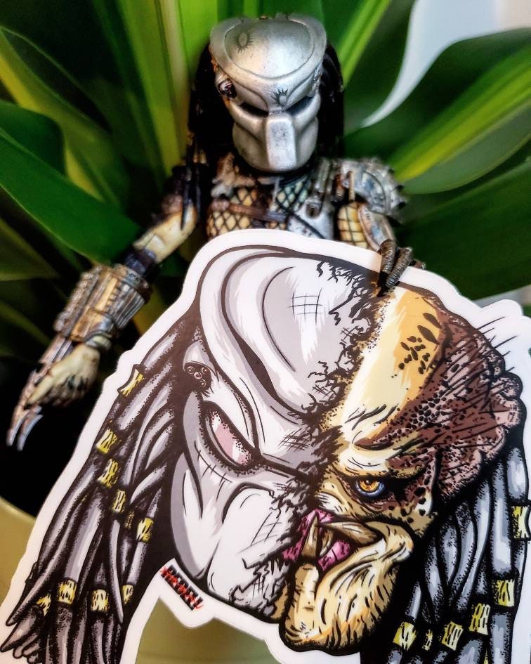 The Predator Split Helmet Die Cut Vinyl Sticker