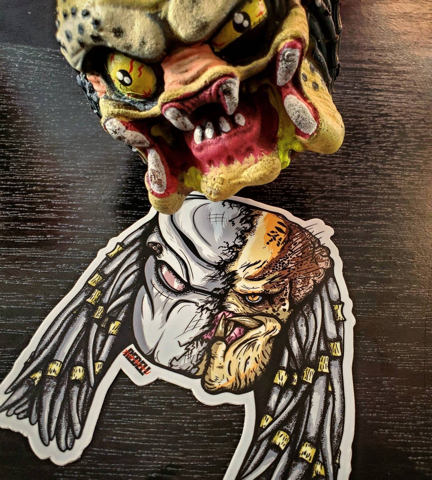 The Predator Split Helmet Die Cut Vinyl Sticker