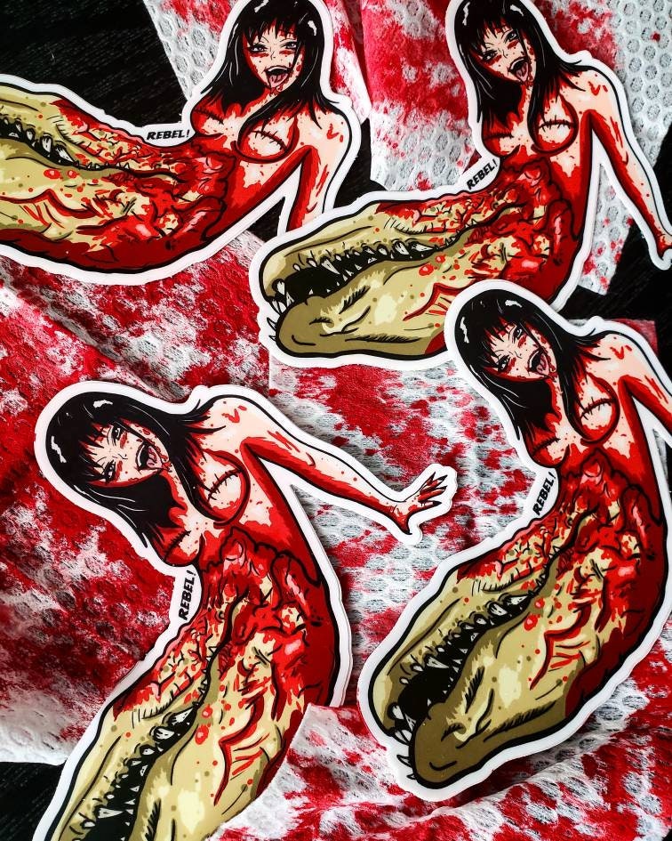 Tokyo Gore Police Alligator Ahegao Girl Die Cut Sticker