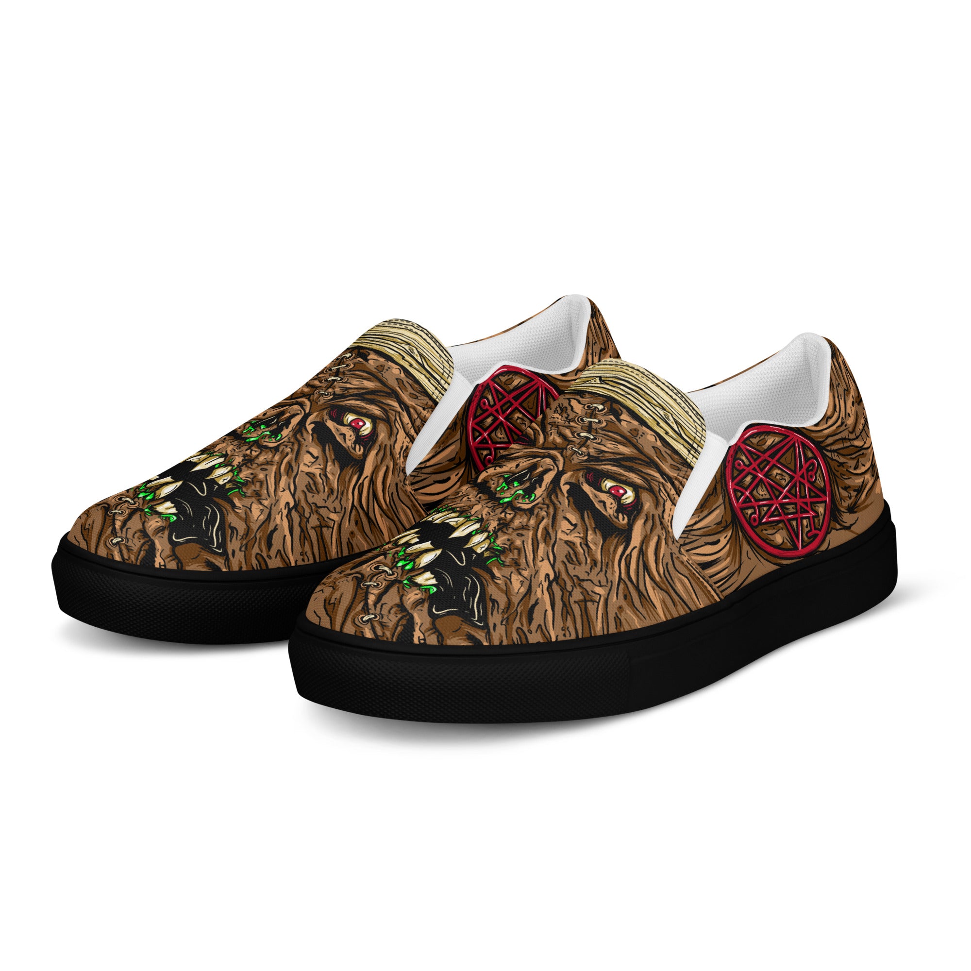 Necronomicon Slip-On Shoes | Evil Dead Horror Sneakers | Midnight