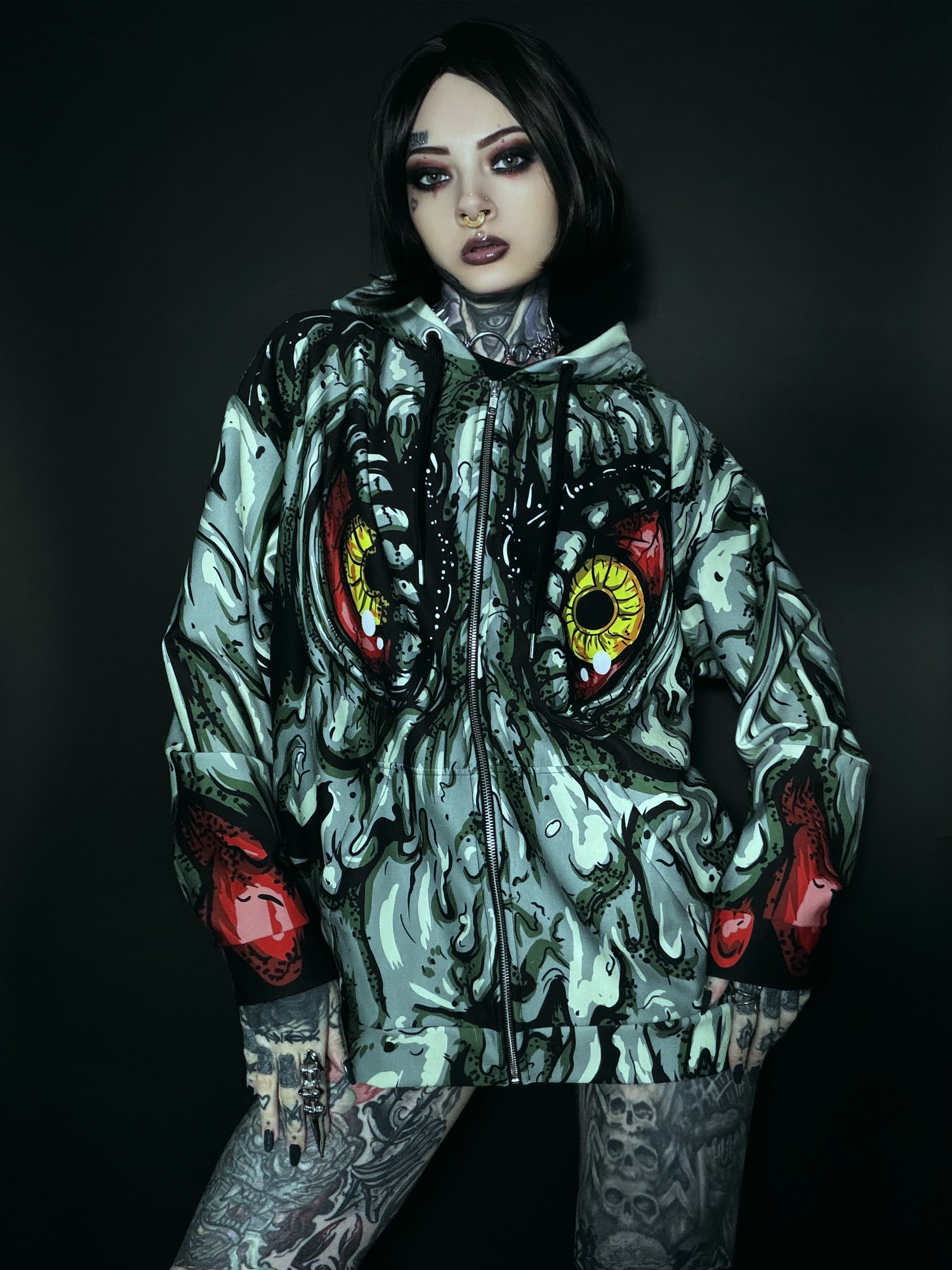 トップス Bio monster zip hoodie Heron Preston Men's Monster Zip Hoodie in Black Heron Preston