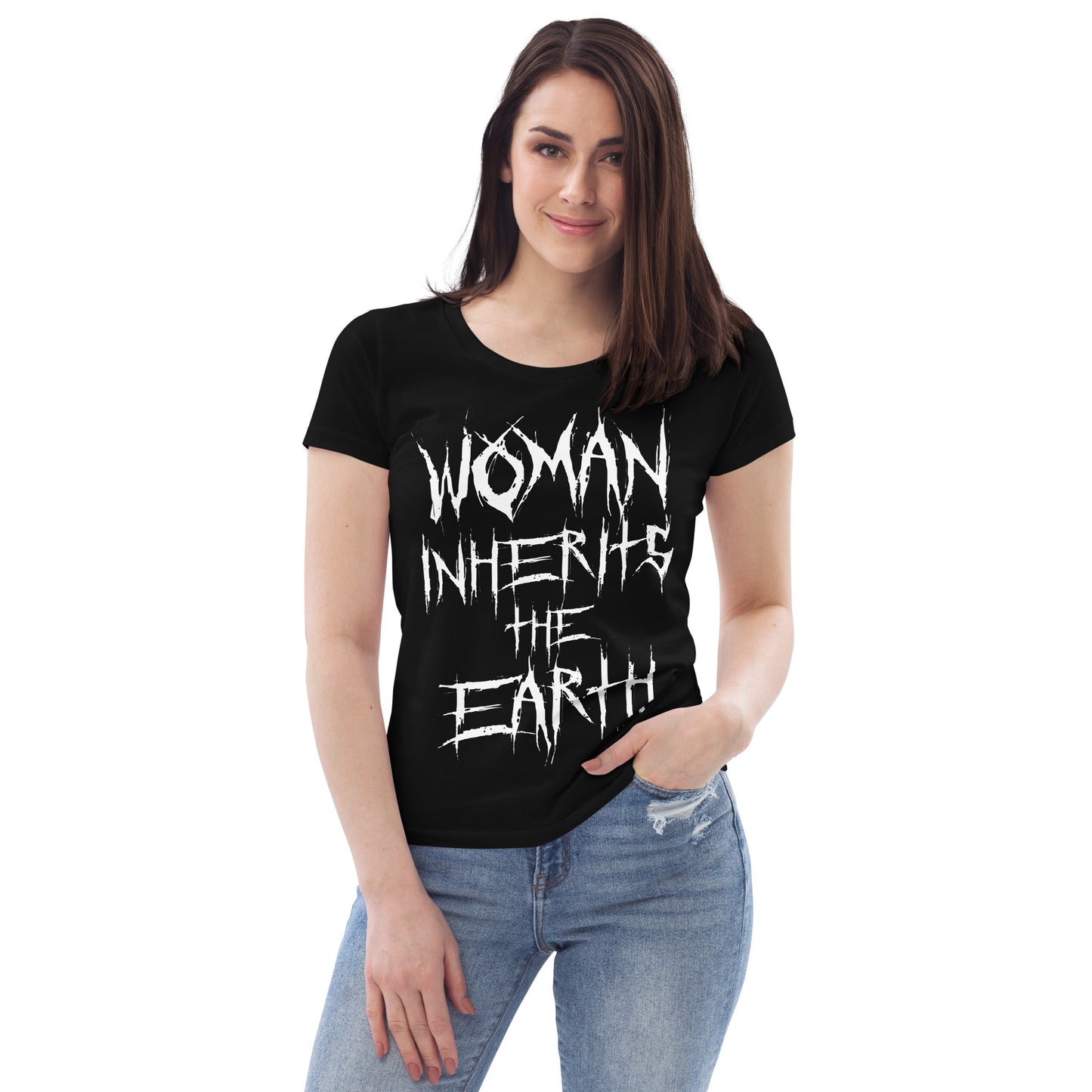 Woman Inherits The Earth, Jurassic Park Double-Sided Ladies Fitted Eco Tee