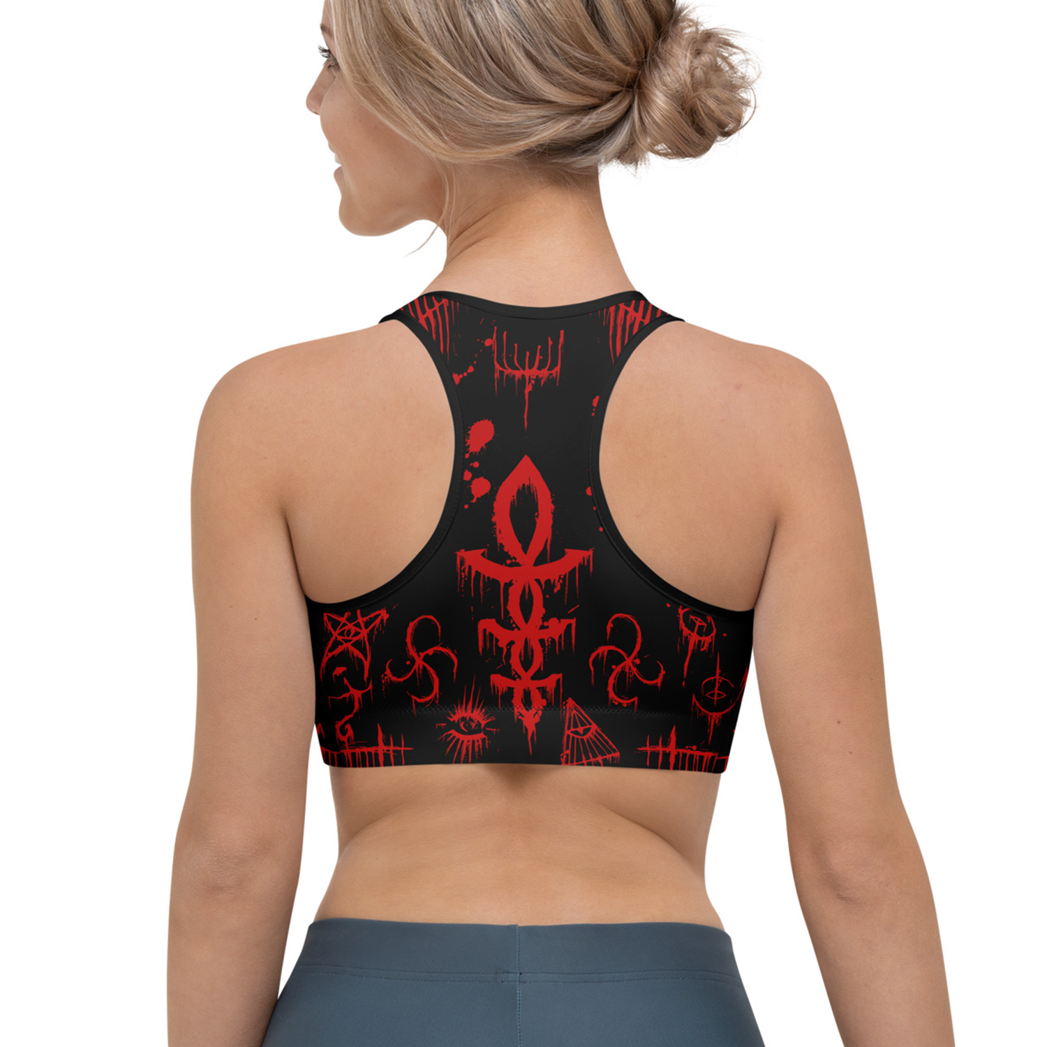 All Over Print Compression Sports Bra Moon and Star Gold on Black Pattern ,  Gym Clothes, Summer Style, Gamer Top, RPG Video Game Game Art -  Canada