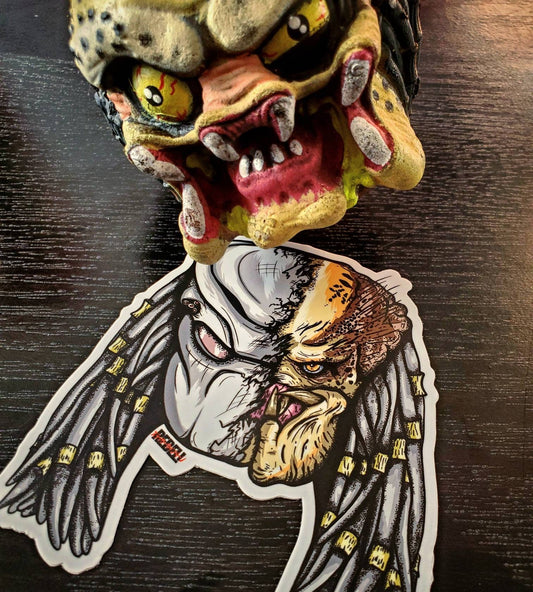The Predator Split Helmet Die Cut Vinyl Sticker