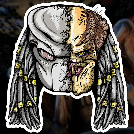 The Predator Split Helmet Die Cut Vinyl Sticker